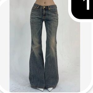 Flvsun-Women’s Pocketed Casual Flare Leg Denim Jeans Y2k - Mint Blue / 8/10 (L)